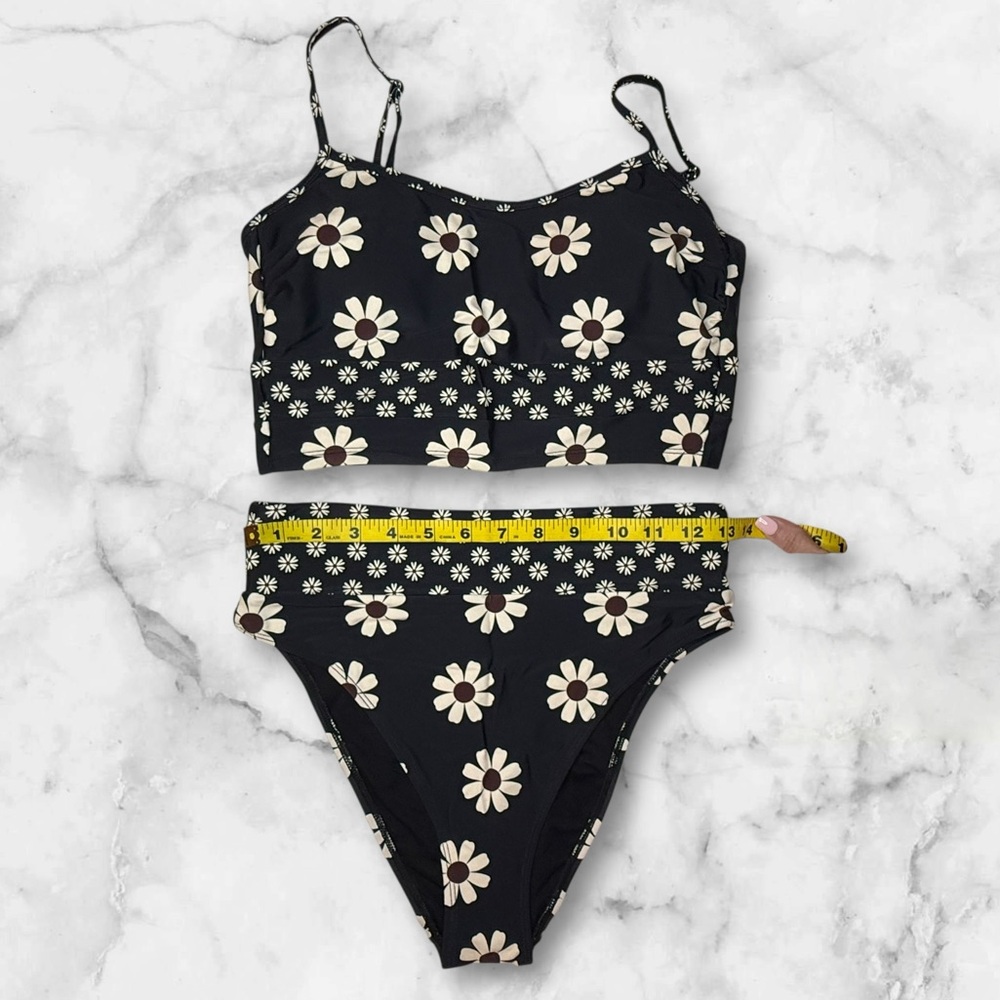 NWT | Salt + Cove | Daisy Print Bikini Set Two-Piece Swimsuit | Black | Size M - Picture 5 of 12